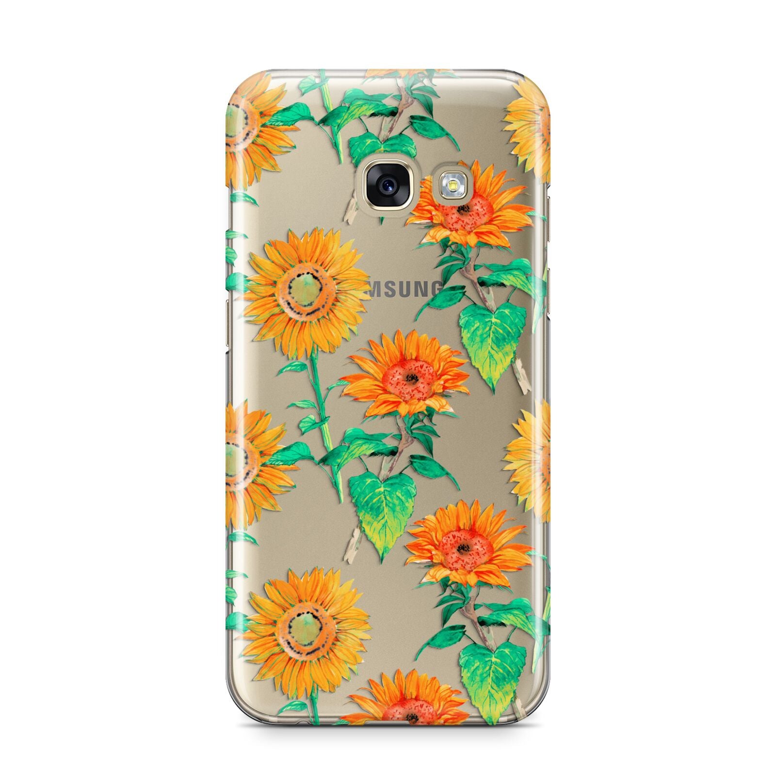 Sunflower Pattern Samsung Galaxy A3 2017 Case on gold phone
