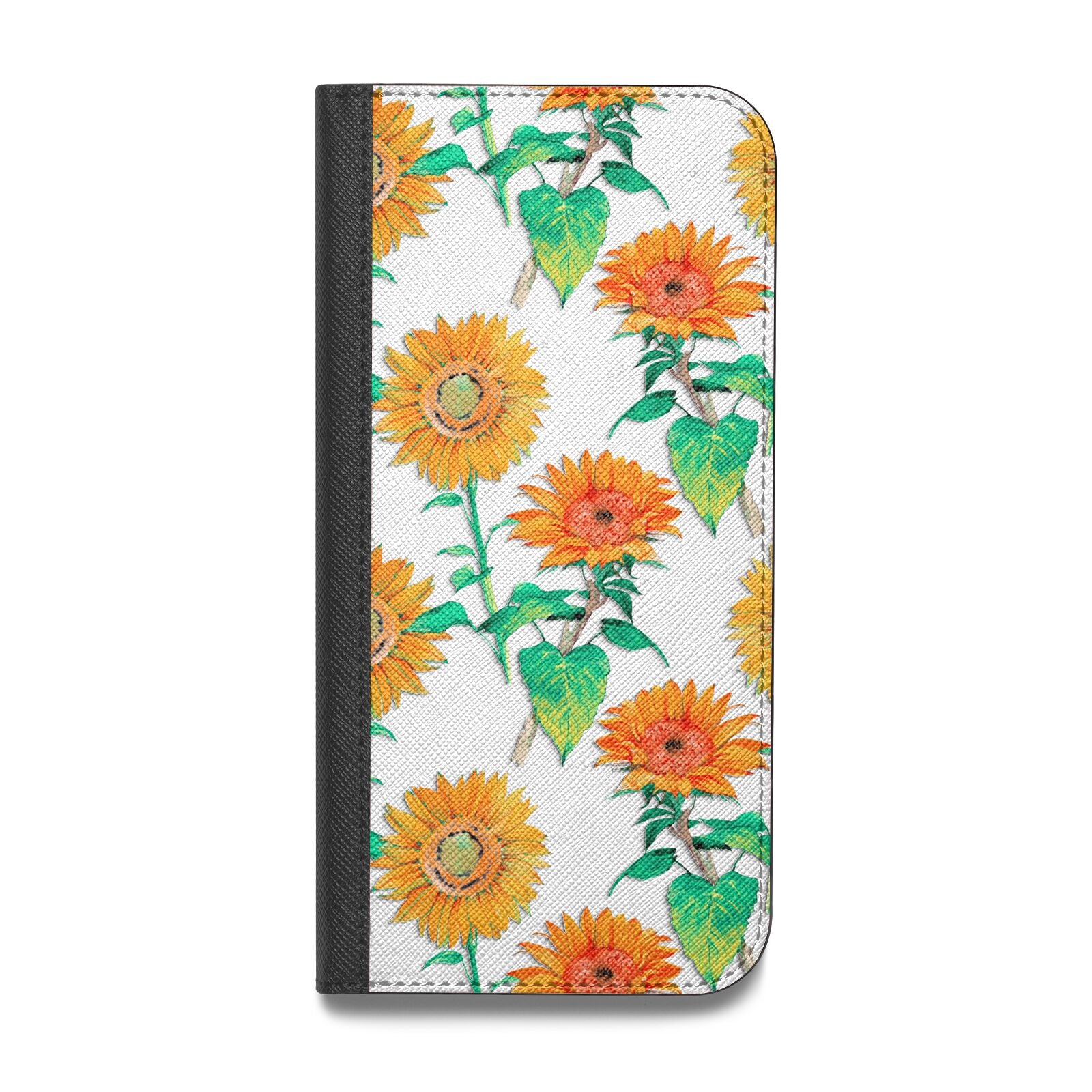 Sunflower Pattern Vegan Leather Flip Samsung Case