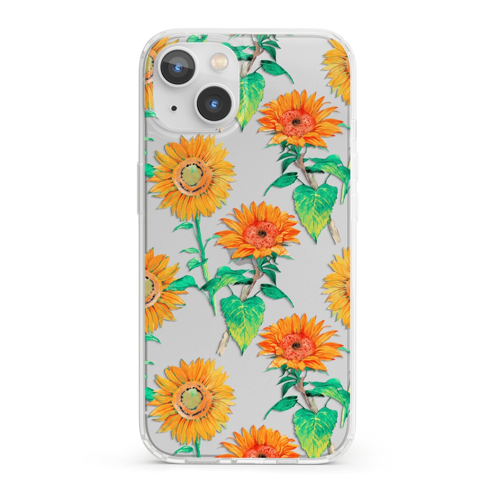 Sunflower Pattern iPhone 13 Clear Bumper Case