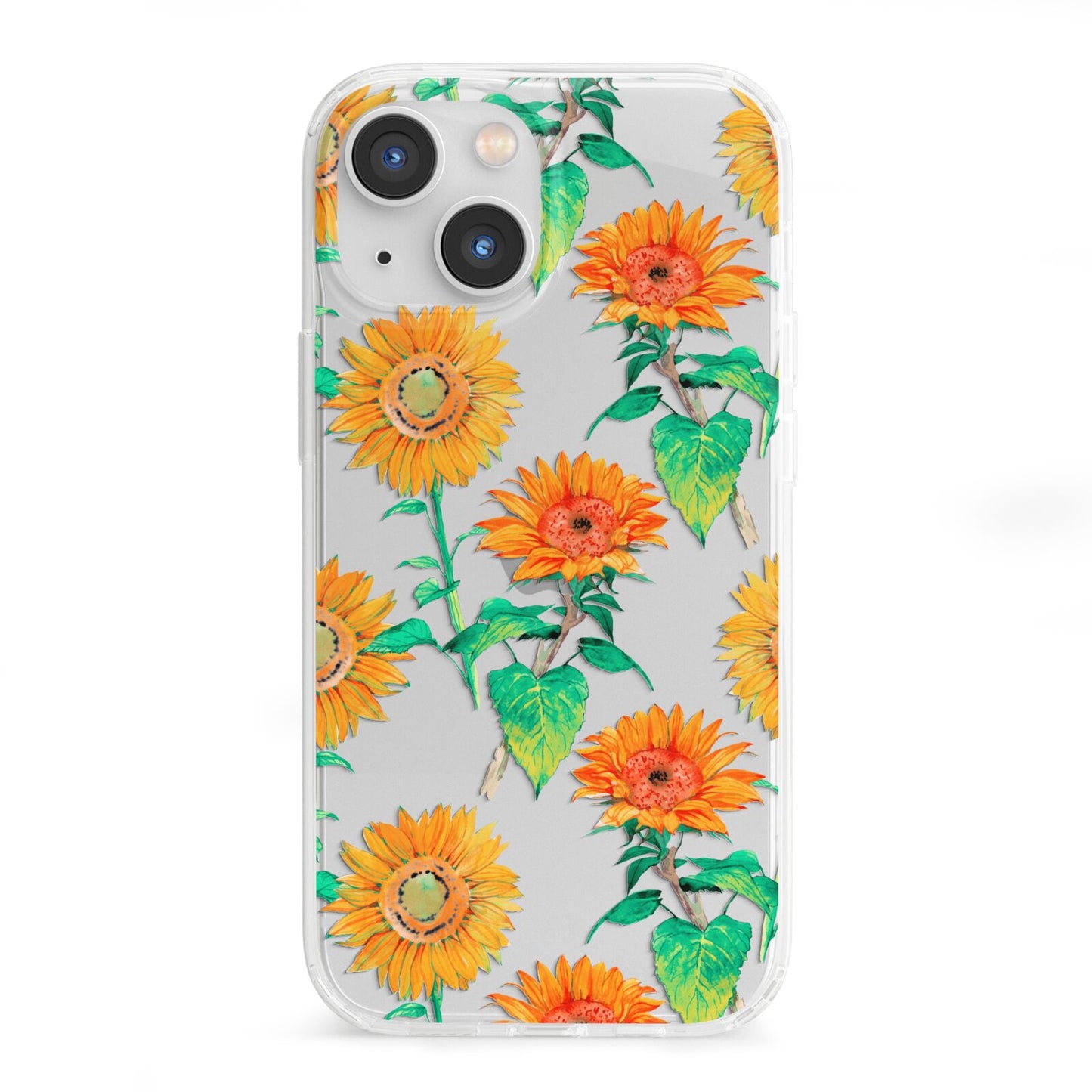 Sunflower Pattern iPhone 13 Mini Clear Bumper Case
