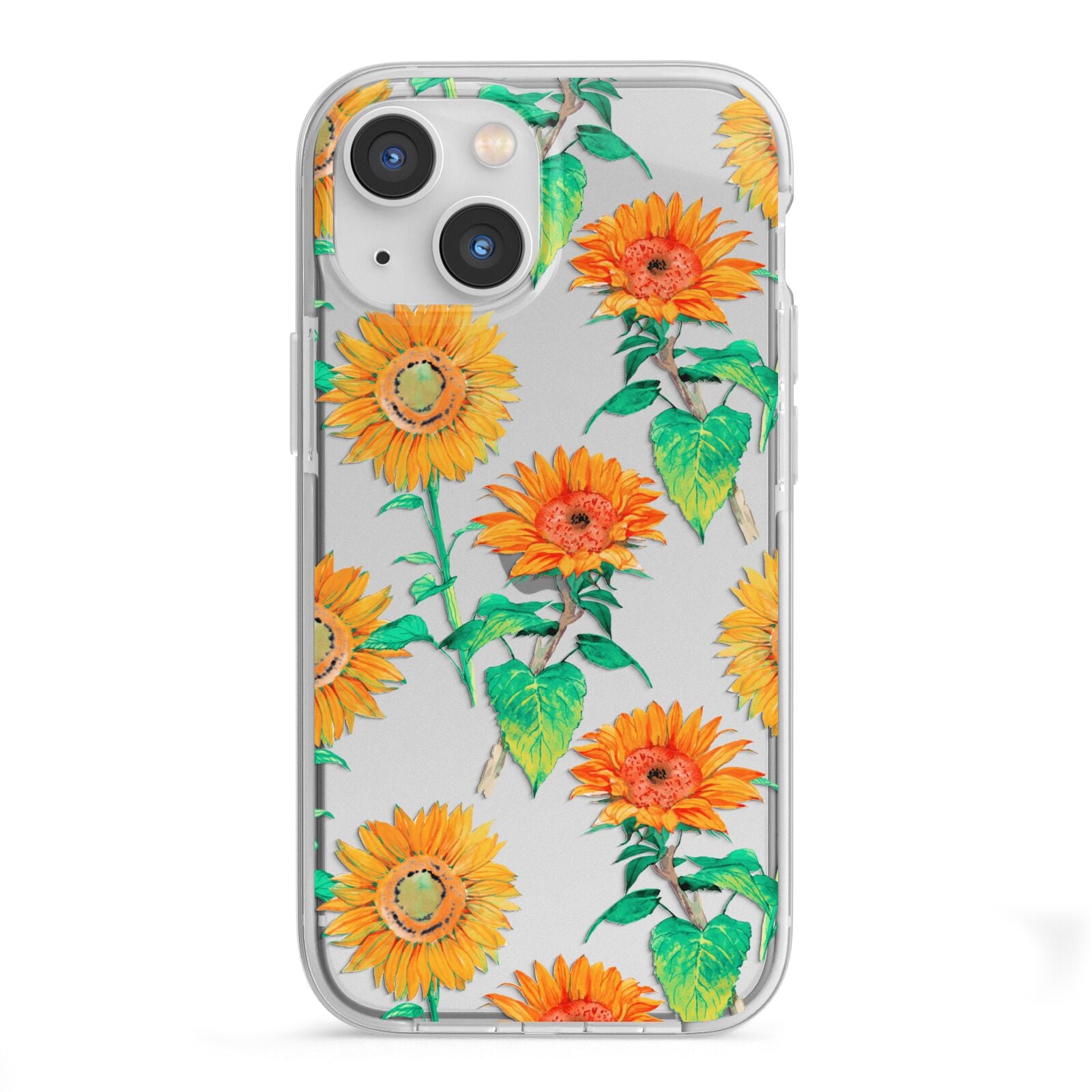 Sunflower Pattern iPhone 13 Mini TPU Impact Case with White Edges