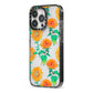 Sunflower Pattern iPhone 13 Pro Black Impact Case Side Angle on Silver phone