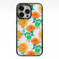 Sunflower Pattern iPhone 13 Pro Black Impact Case on Silver phone