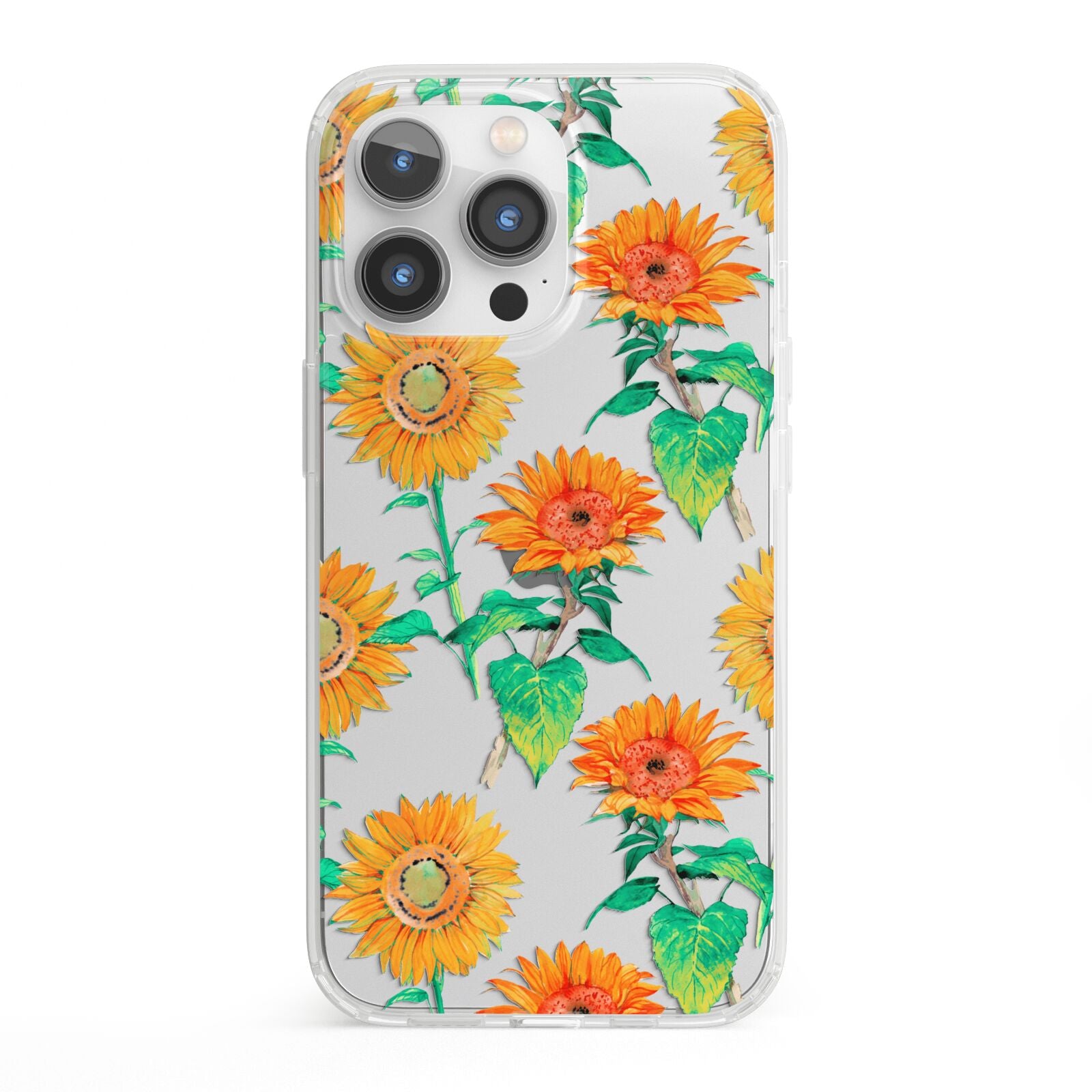 Sunflower Pattern iPhone 13 Pro Clear Bumper Case