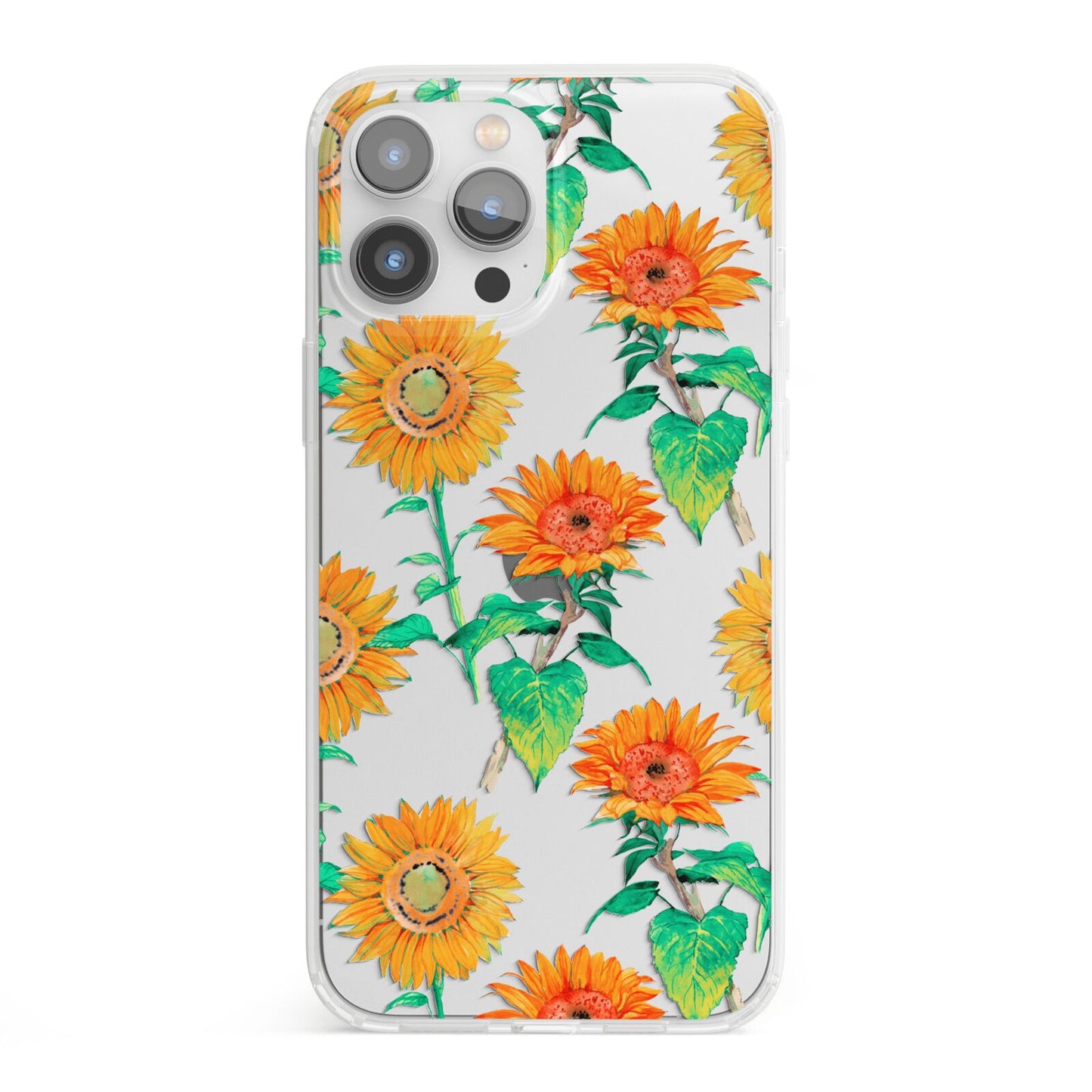 Sunflower Pattern iPhone 13 Pro Max Clear Bumper Case