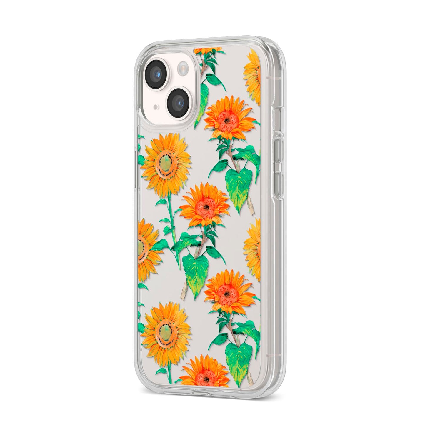 Sunflower Pattern iPhone 14 Clear Tough Case Starlight Angled Image