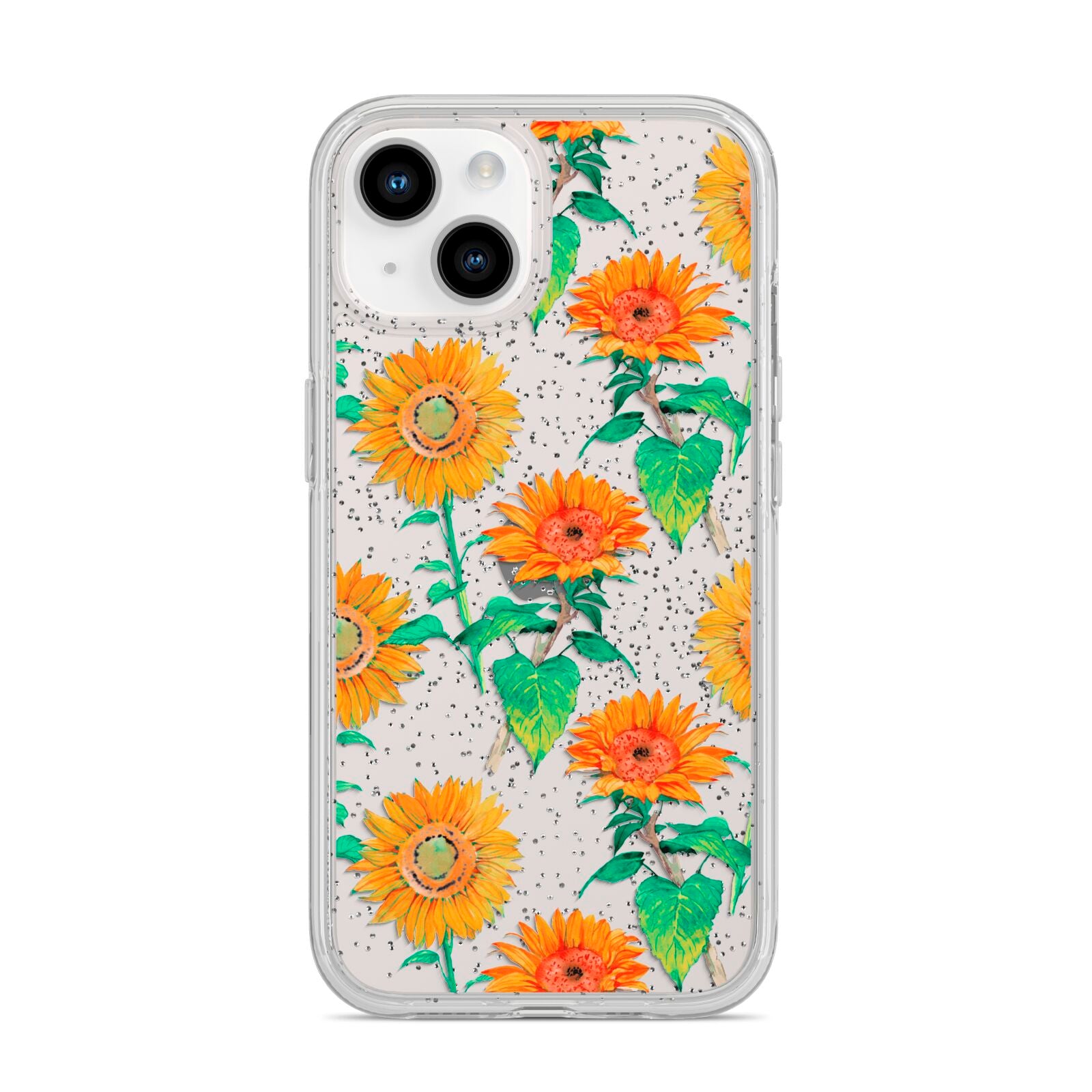 Sunflower Pattern iPhone 14 Glitter Tough Case Starlight