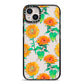 Sunflower Pattern iPhone 14 Plus Black Impact Case on Silver phone