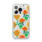 Sunflower Pattern iPhone 14 Pro Clear Tough Case Silver