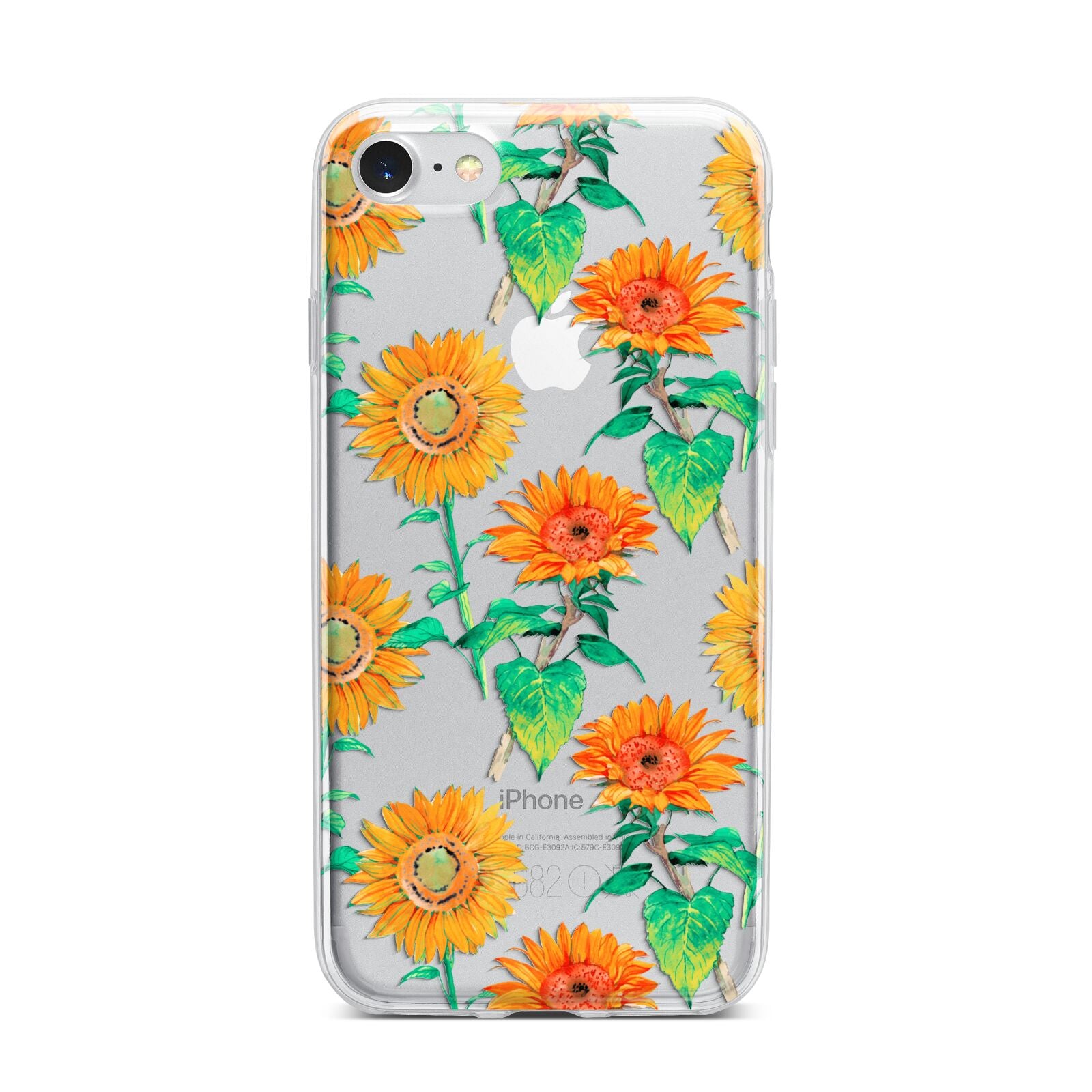 Sunflower Pattern iPhone 7 Bumper Case on Silver iPhone