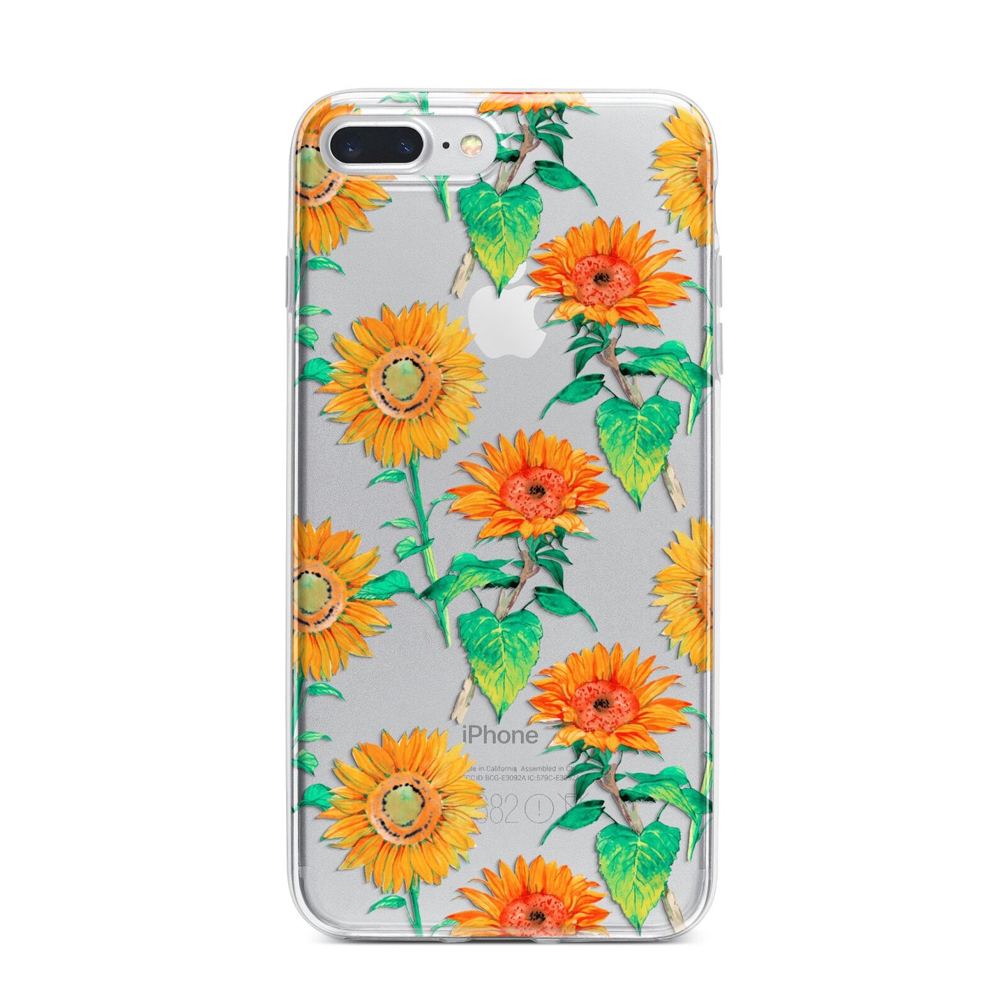 Sunflower Pattern iPhone 7 Plus Bumper Case on Silver iPhone