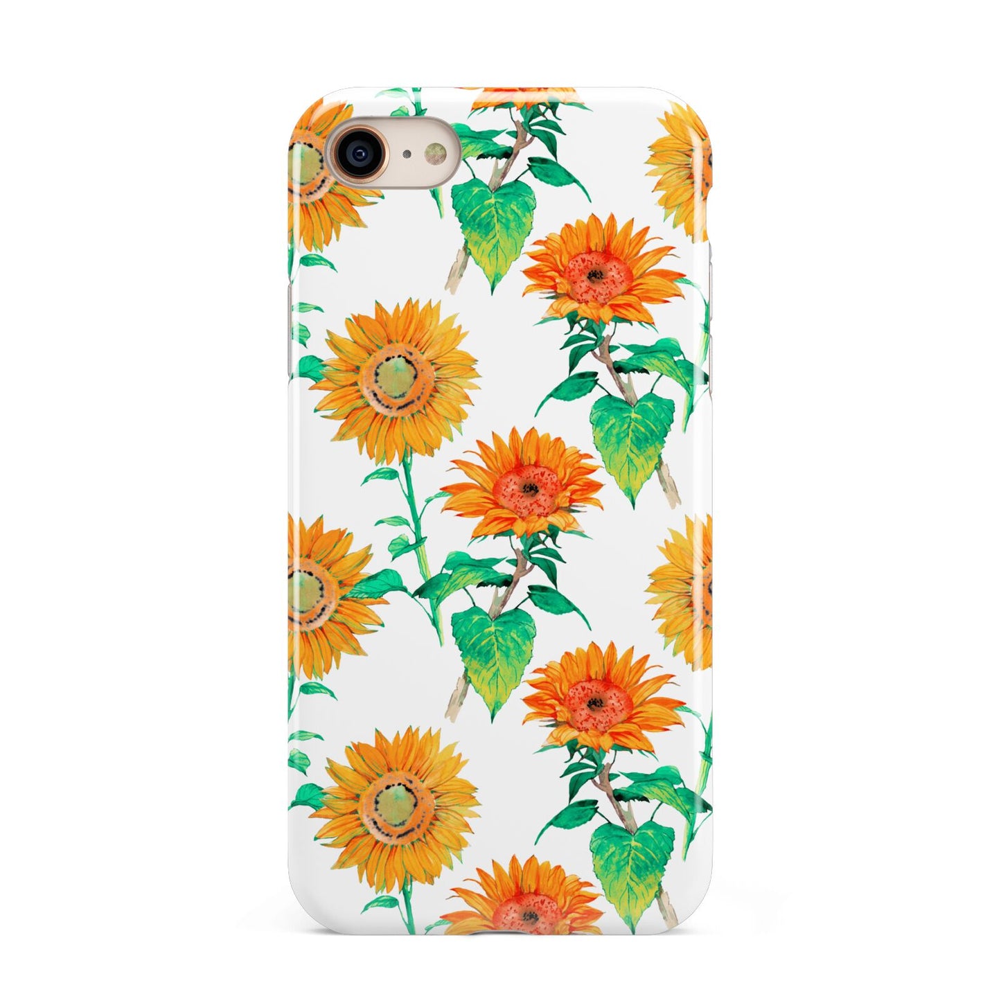 Sunflower Pattern iPhone 8 3D Tough Case on Gold Phone