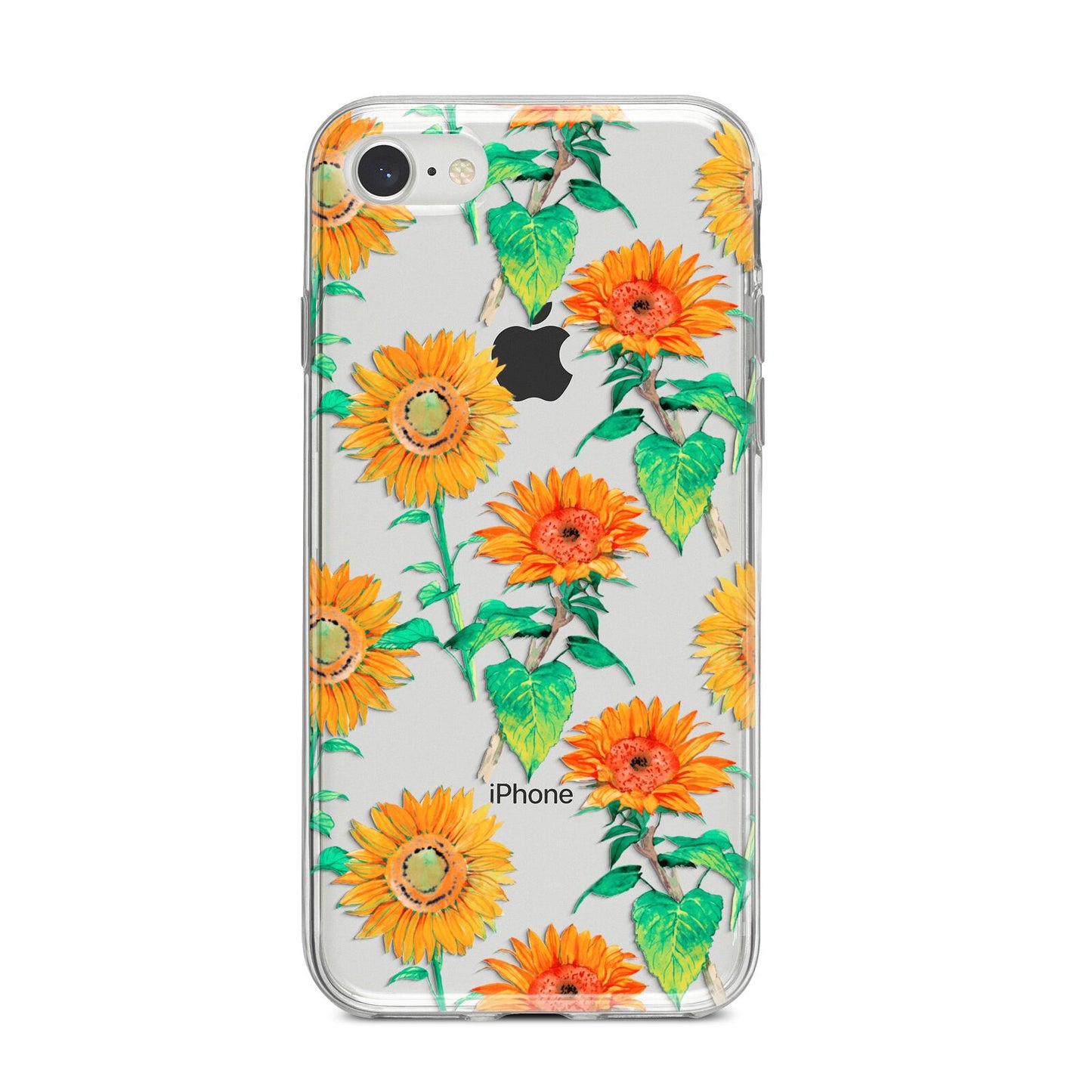Sunflower Pattern iPhone 8 Bumper Case on Silver iPhone
