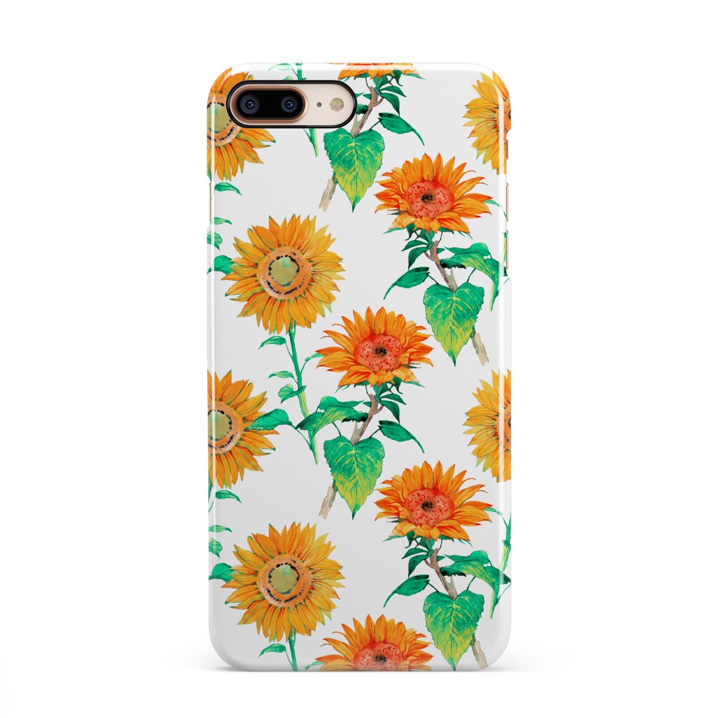 Sunflower Pattern iPhone 8 Plus 3D Snap Case on Gold Phone