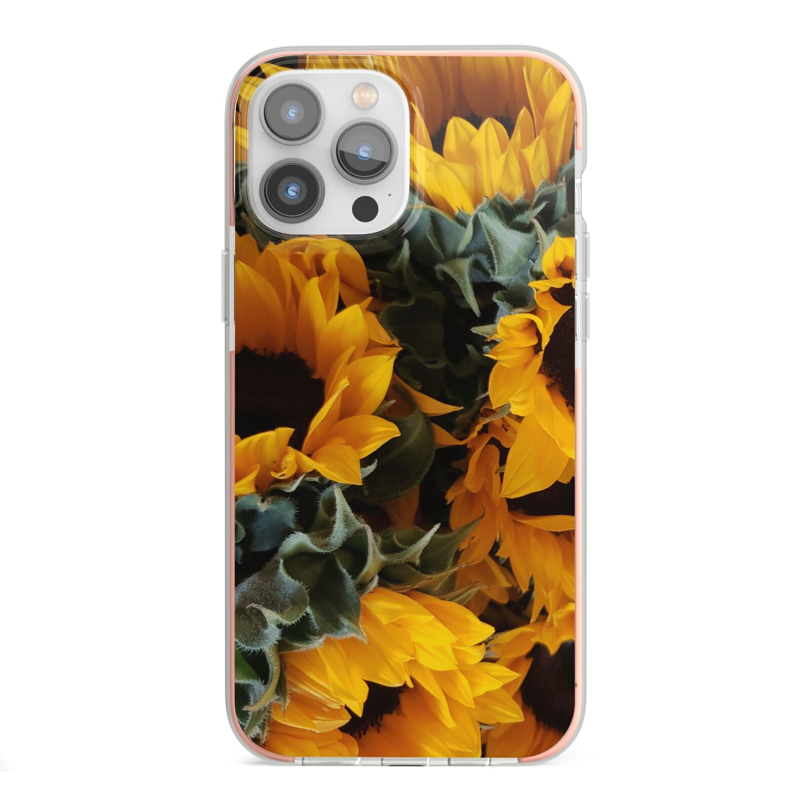 Sunflower iPhone 13 Pro Max TPU Impact Case with Pink Edges