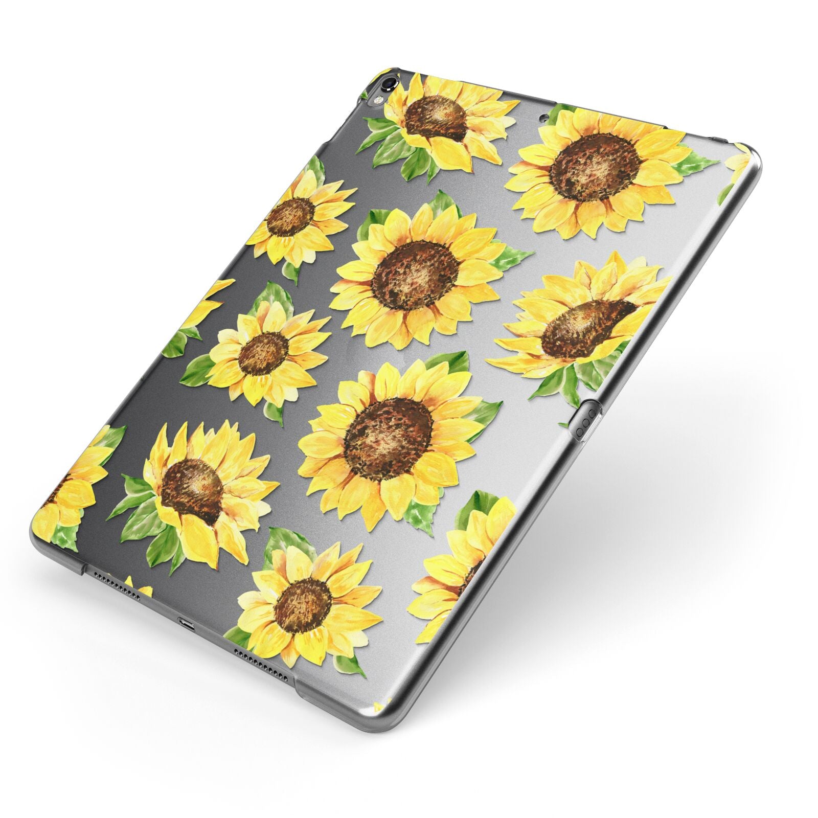 Sunflowers Apple iPad Case on Grey iPad Side View