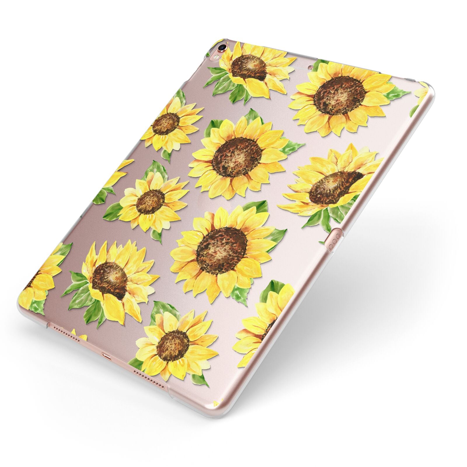 Sunflowers Apple iPad Case on Rose Gold iPad Side View