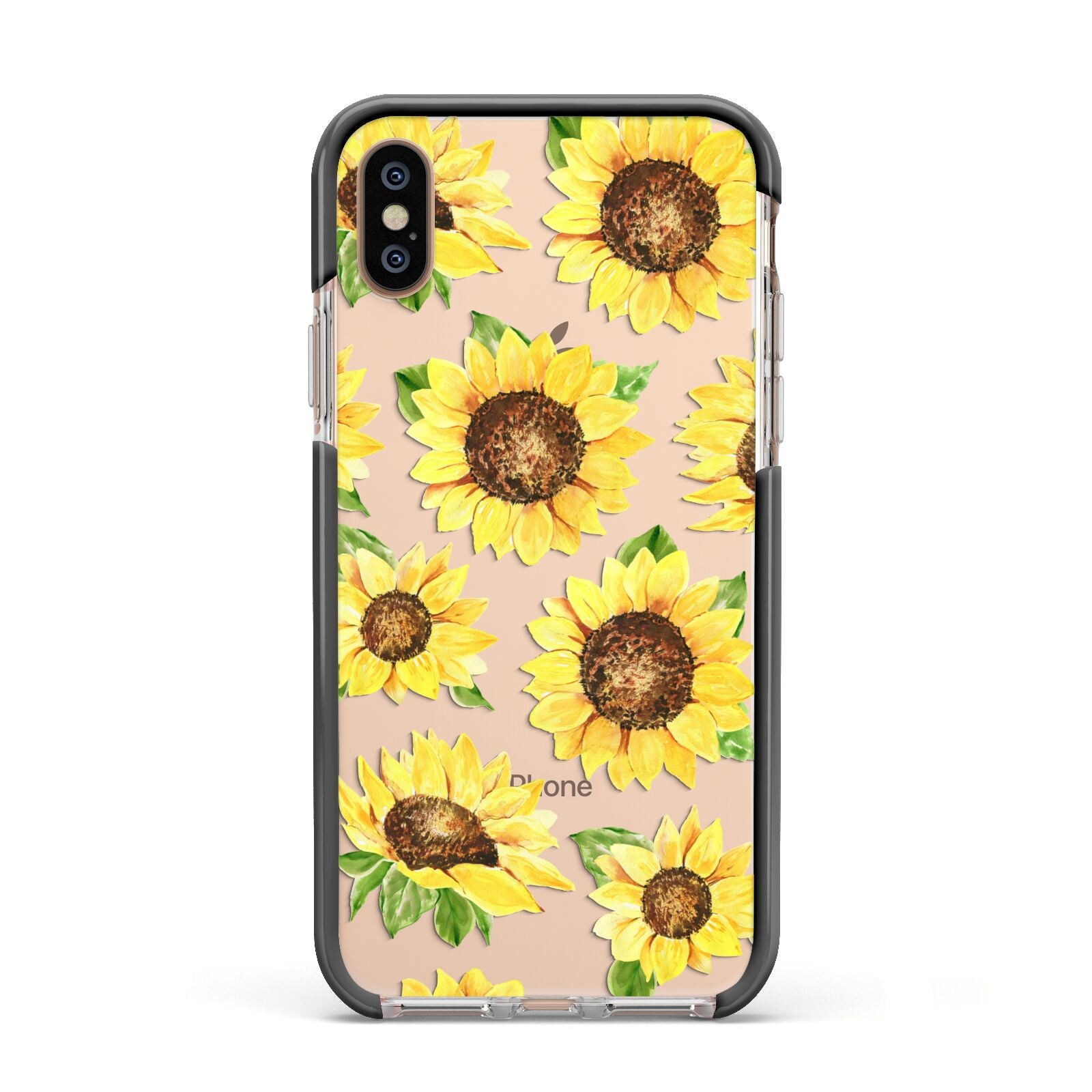 Sunflowers Apple iPhone Xs Impact Case Black Edge on Gold Phone