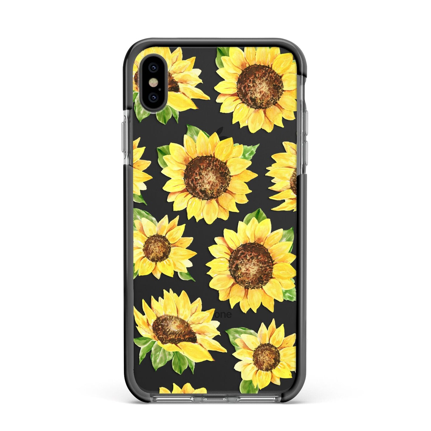 Sunflowers Apple iPhone Xs Max Impact Case Black Edge on Black Phone