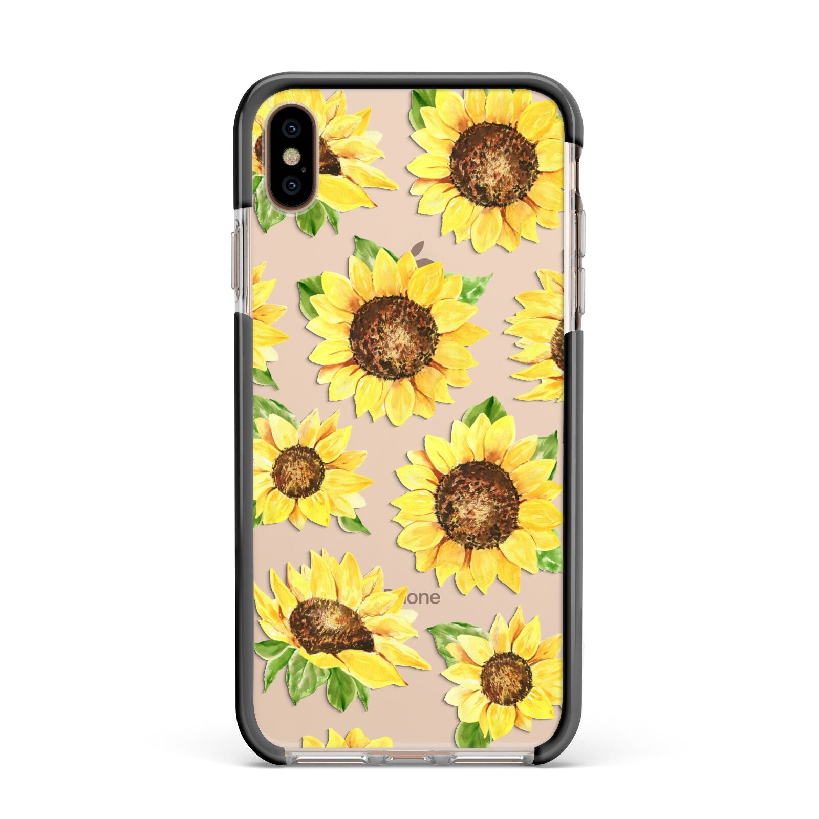 Sunflowers Apple iPhone Xs Max Impact Case Black Edge on Gold Phone