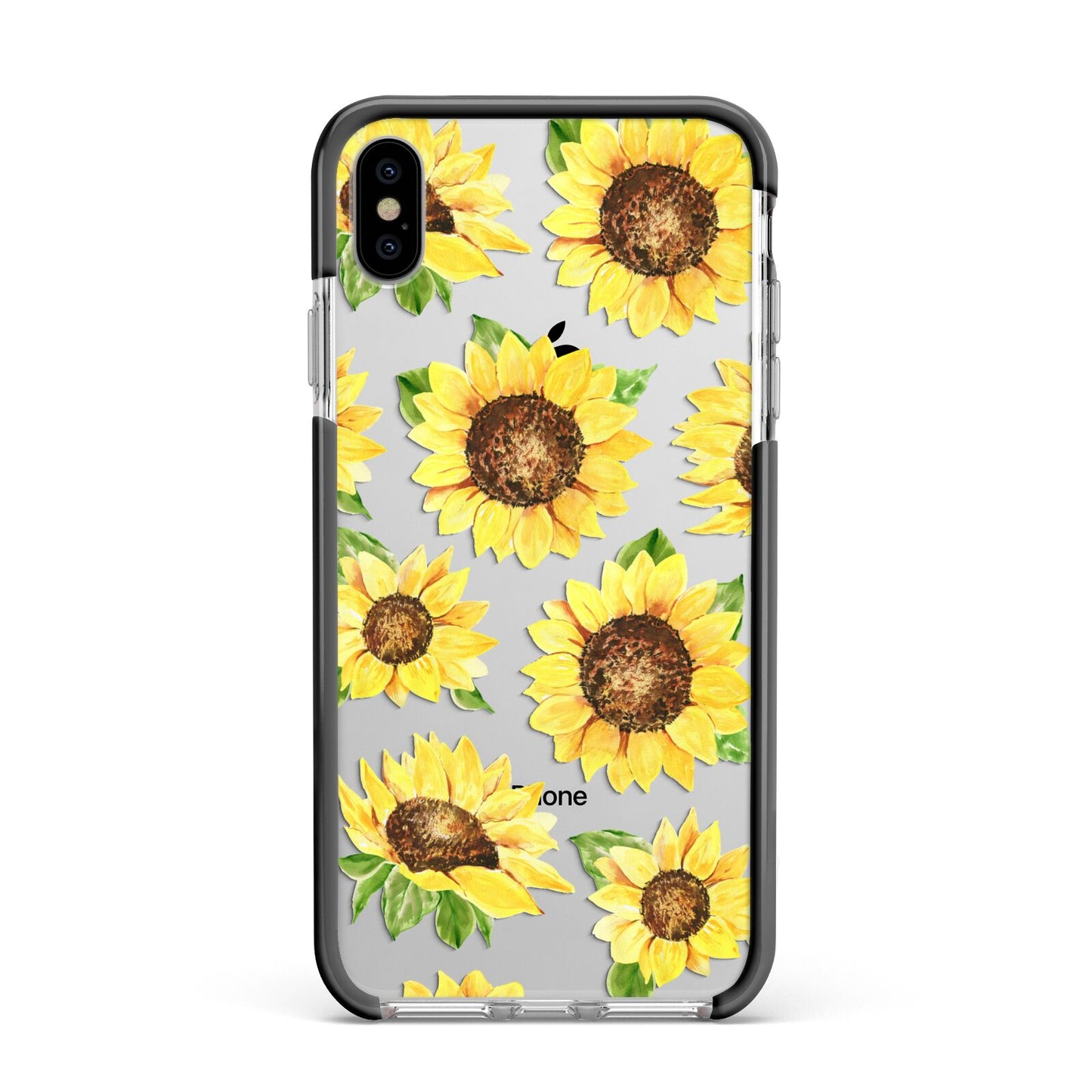 Sunflowers Apple iPhone Xs Max Impact Case Black Edge on Silver Phone