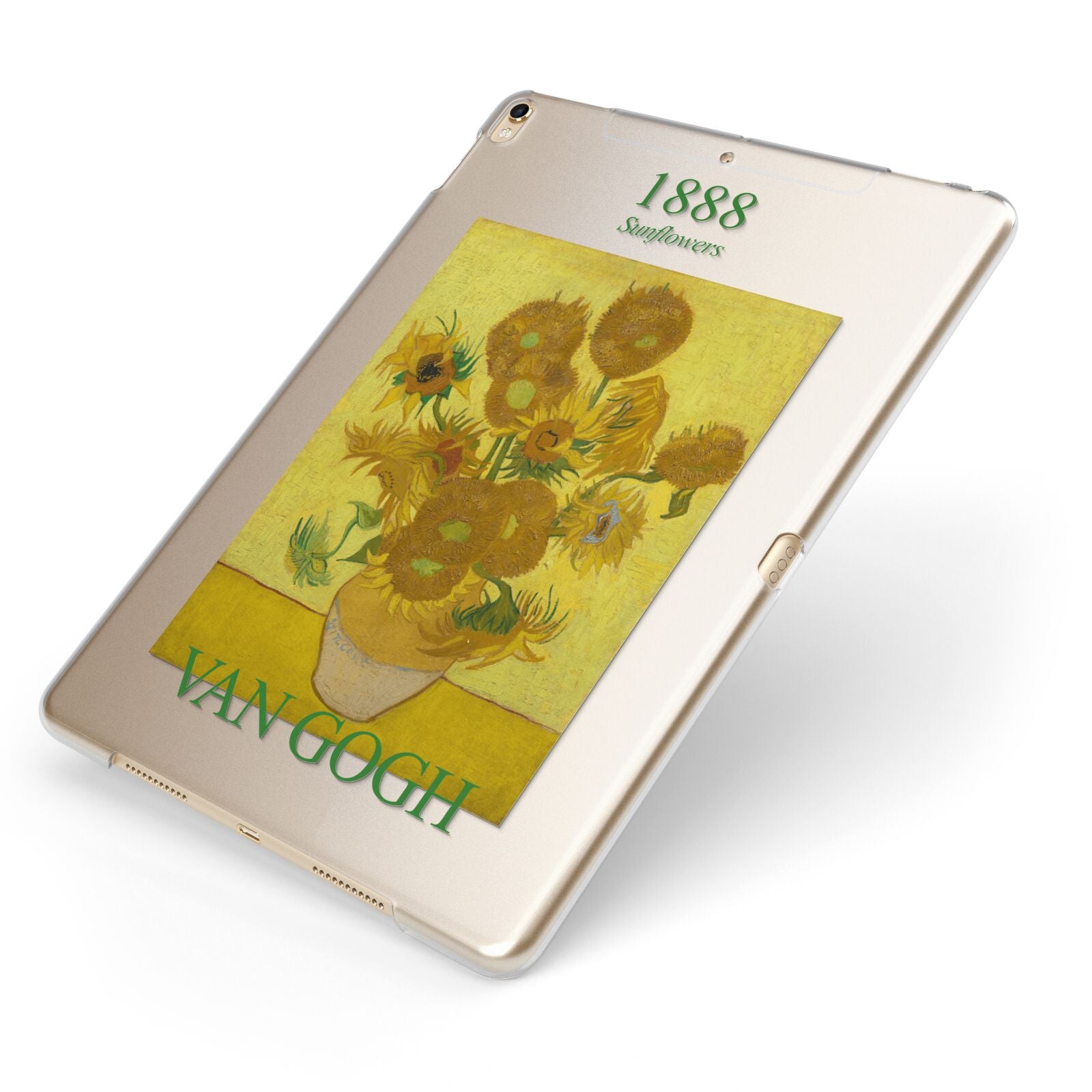 Sunflowers By Van Gogh Apple iPad Case on Gold iPad Side View