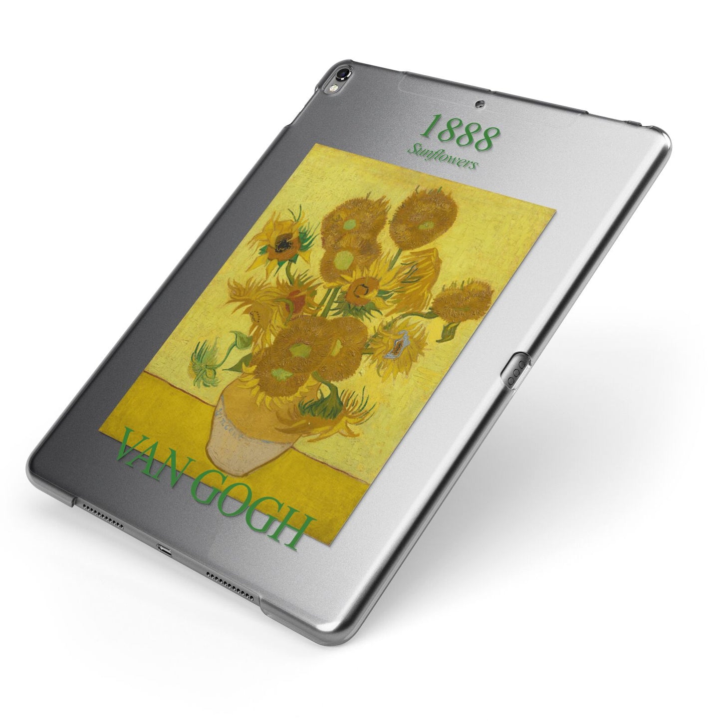 Sunflowers By Van Gogh Apple iPad Case on Grey iPad Side View
