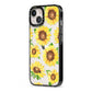 Sunflowers iPhone 13 Black Impact Case Side Angle on Silver phone