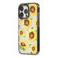 Sunflowers iPhone 13 Pro Black Impact Case Side Angle on Silver phone