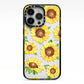 Sunflowers iPhone 13 Pro Black Impact Case on Silver phone