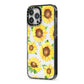 Sunflowers iPhone 13 Pro Max Black Impact Case Side Angle on Silver phone