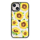 Sunflowers iPhone 14 Black Impact Case on Silver phone