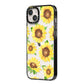 Sunflowers iPhone 14 Plus Black Impact Case Side Angle on Silver phone