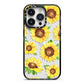 Sunflowers iPhone 14 Pro Black Impact Case on Silver phone