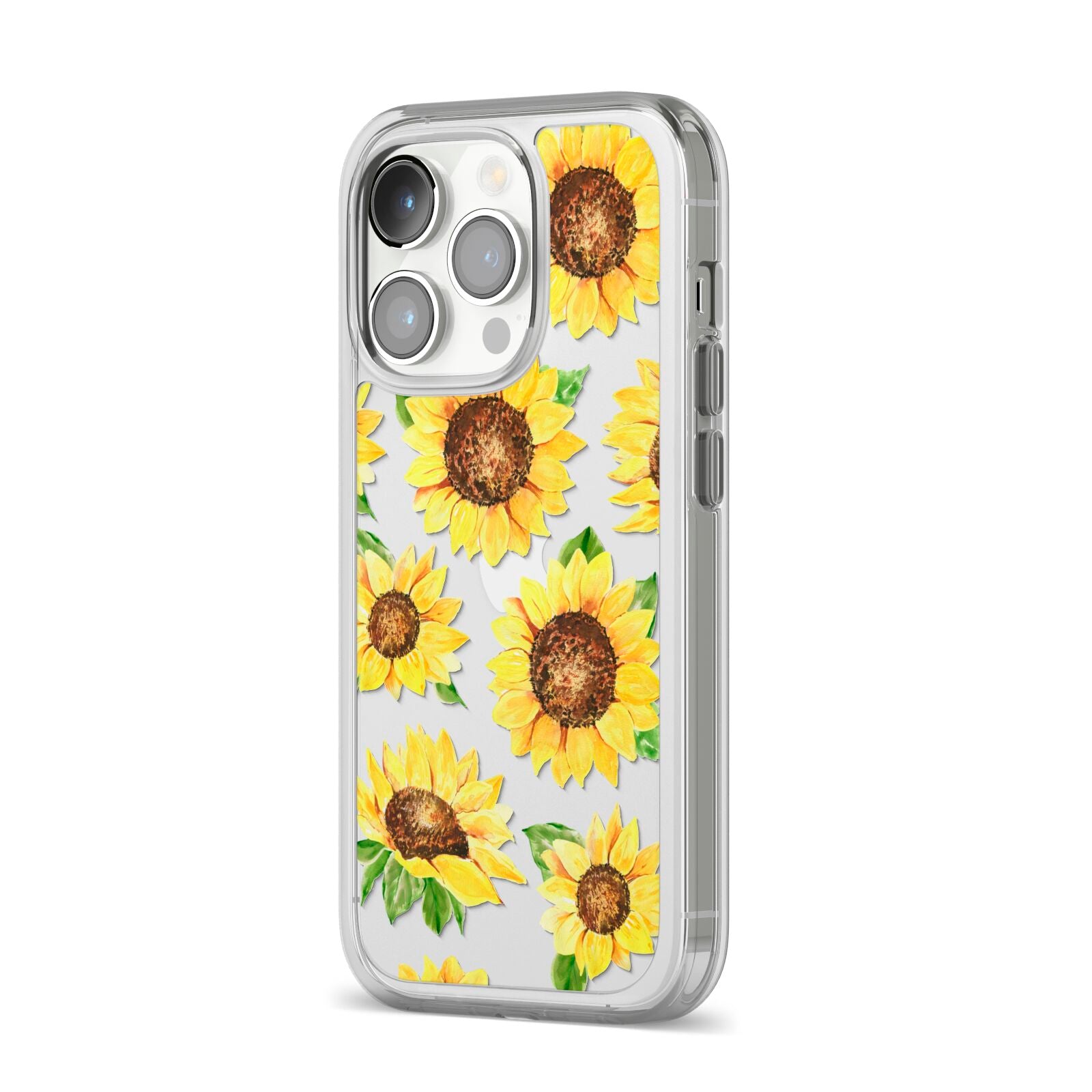 Sunflowers iPhone 14 Pro Clear Tough Case Silver Angled Image