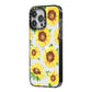 Sunflowers iPhone 14 Pro Max Black Impact Case Side Angle on Silver phone