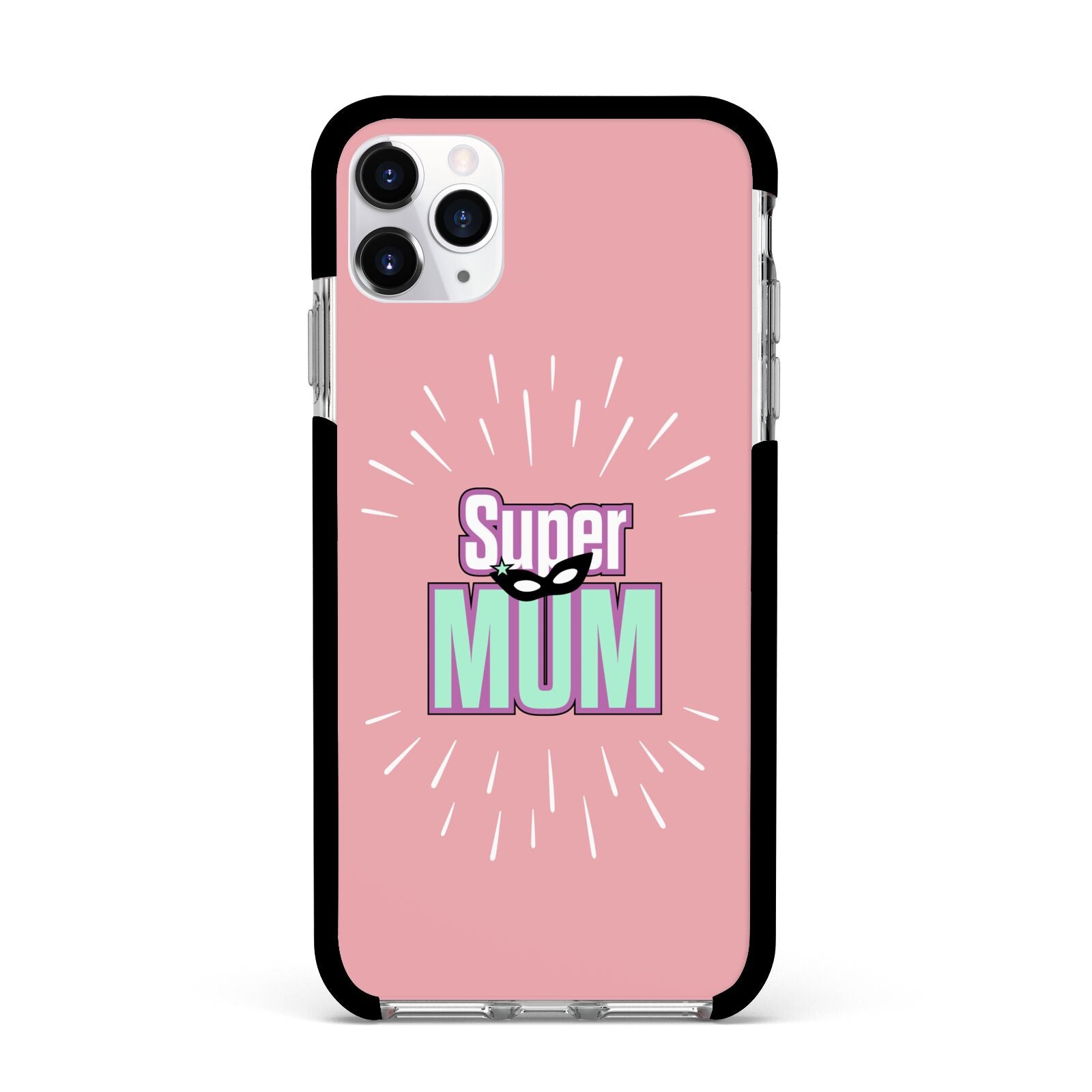 Super Mum Mothers Day Apple iPhone 11 Pro Max in Silver with Black Impact Case