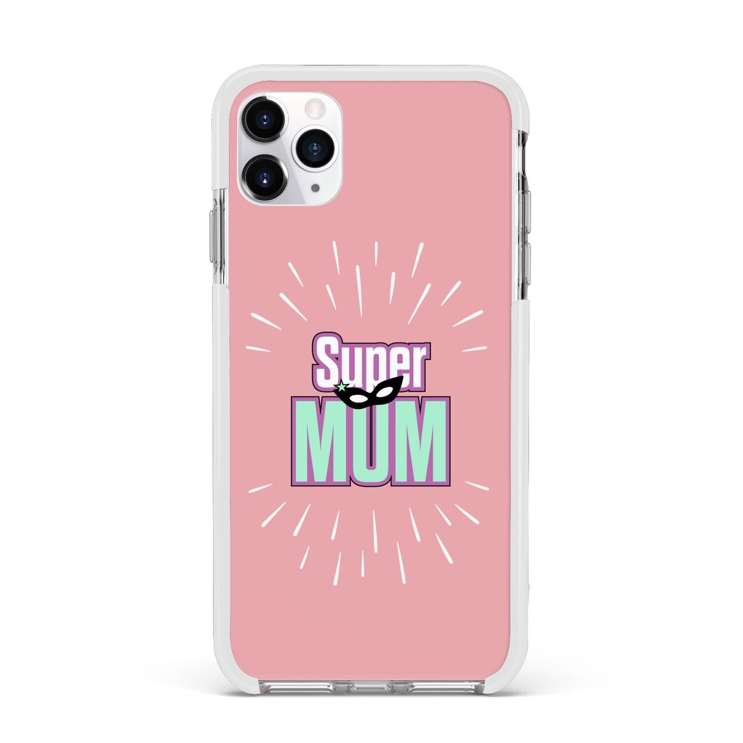 Super Mum Mothers Day Apple iPhone 11 Pro Max in Silver with White Impact Case