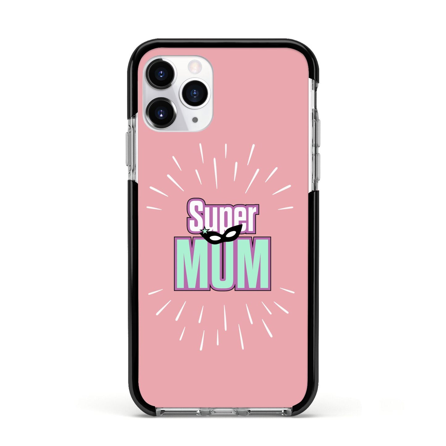 Super Mum Mothers Day Apple iPhone 11 Pro in Silver with Black Impact Case