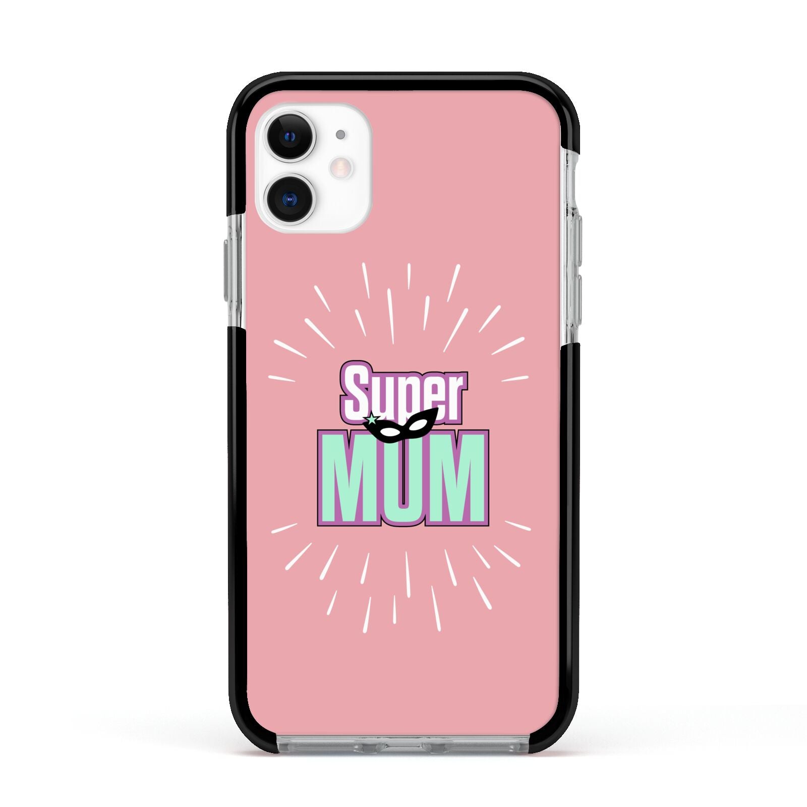 Super Mum Mothers Day Apple iPhone 11 in White with Black Impact Case