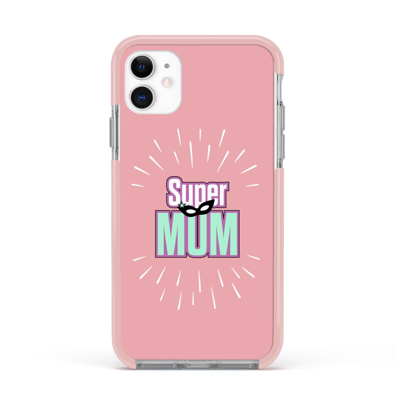 Super Mum Mothers Day Apple iPhone 11 in White with Pink Impact Case
