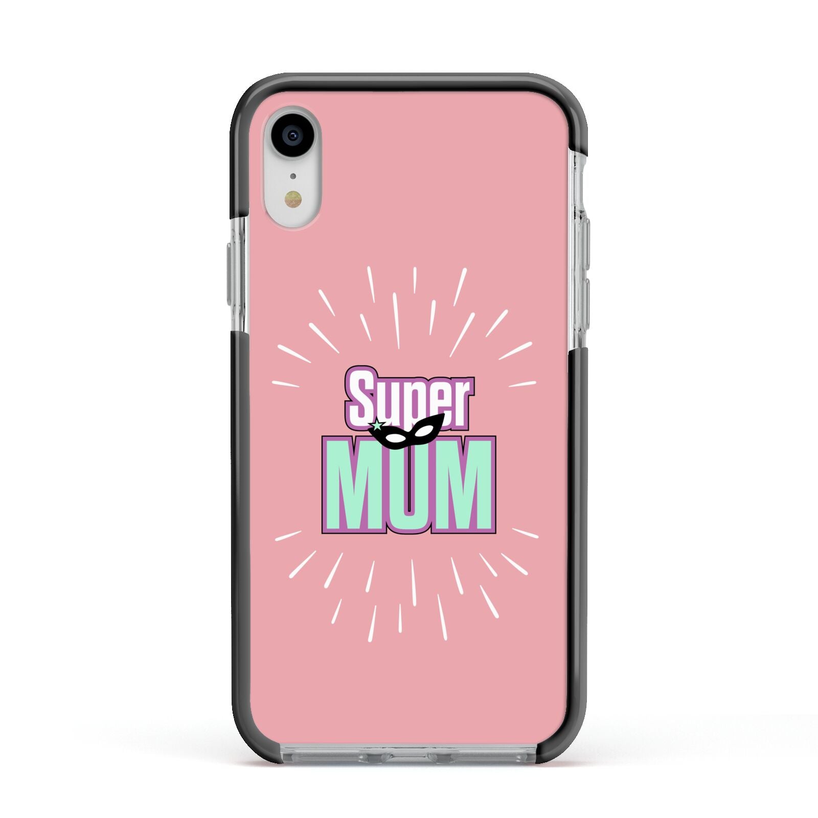 Super Mum Mothers Day Apple iPhone XR Impact Case Black Edge on Silver Phone