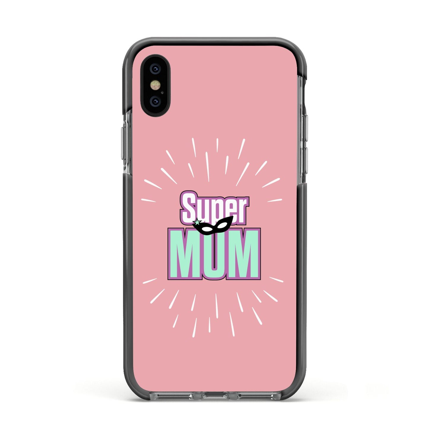 Super Mum Mothers Day Apple iPhone Xs Impact Case Black Edge on Black Phone