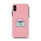 Super Mum Mothers Day Apple iPhone Xs Impact Case Pink Edge on Black Phone