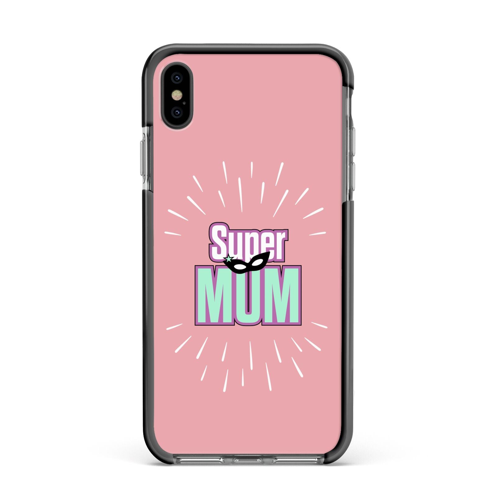 Super Mum Mothers Day Apple iPhone Xs Max Impact Case Black Edge on Black Phone