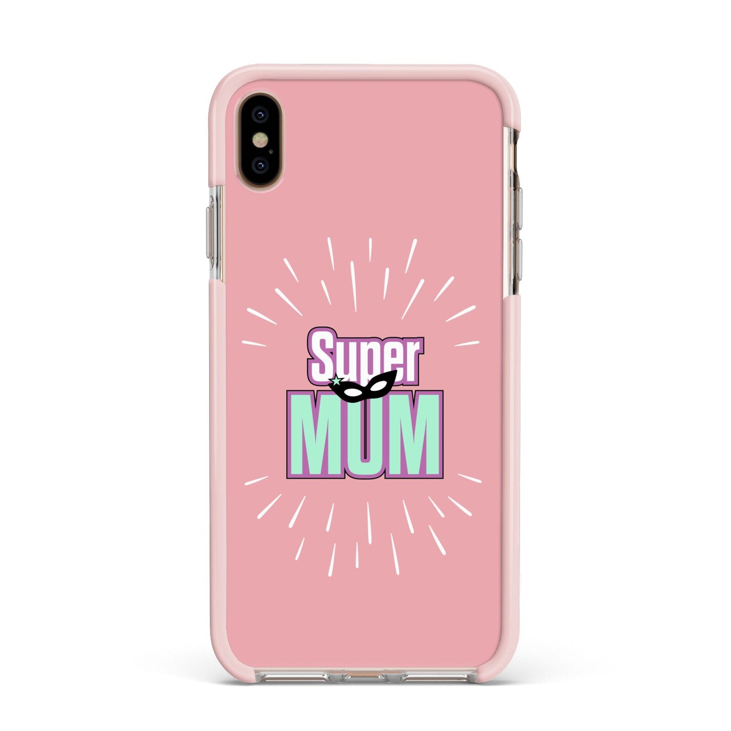 Super Mum Mothers Day Apple iPhone Xs Max Impact Case Pink Edge on Gold Phone