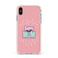 Super Mum Mothers Day Apple iPhone Xs Max Impact Case Pink Edge on Silver Phone