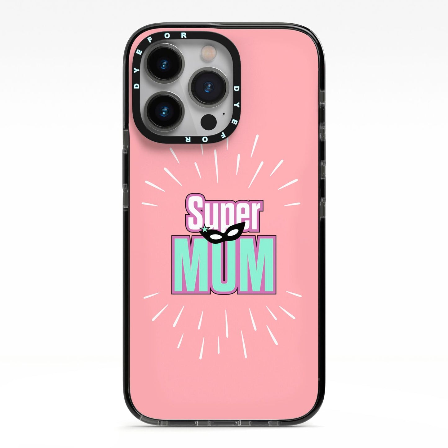 Super Mum Mothers Day iPhone 13 Pro Black Impact Case on Silver phone