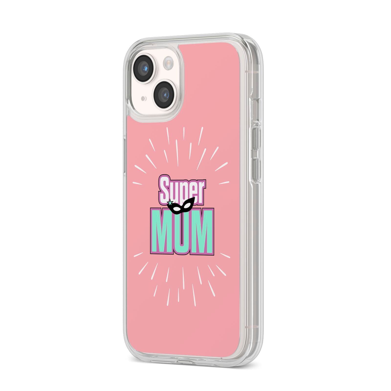 Super Mum Mothers Day iPhone 14 Clear Tough Case Starlight Angled Image