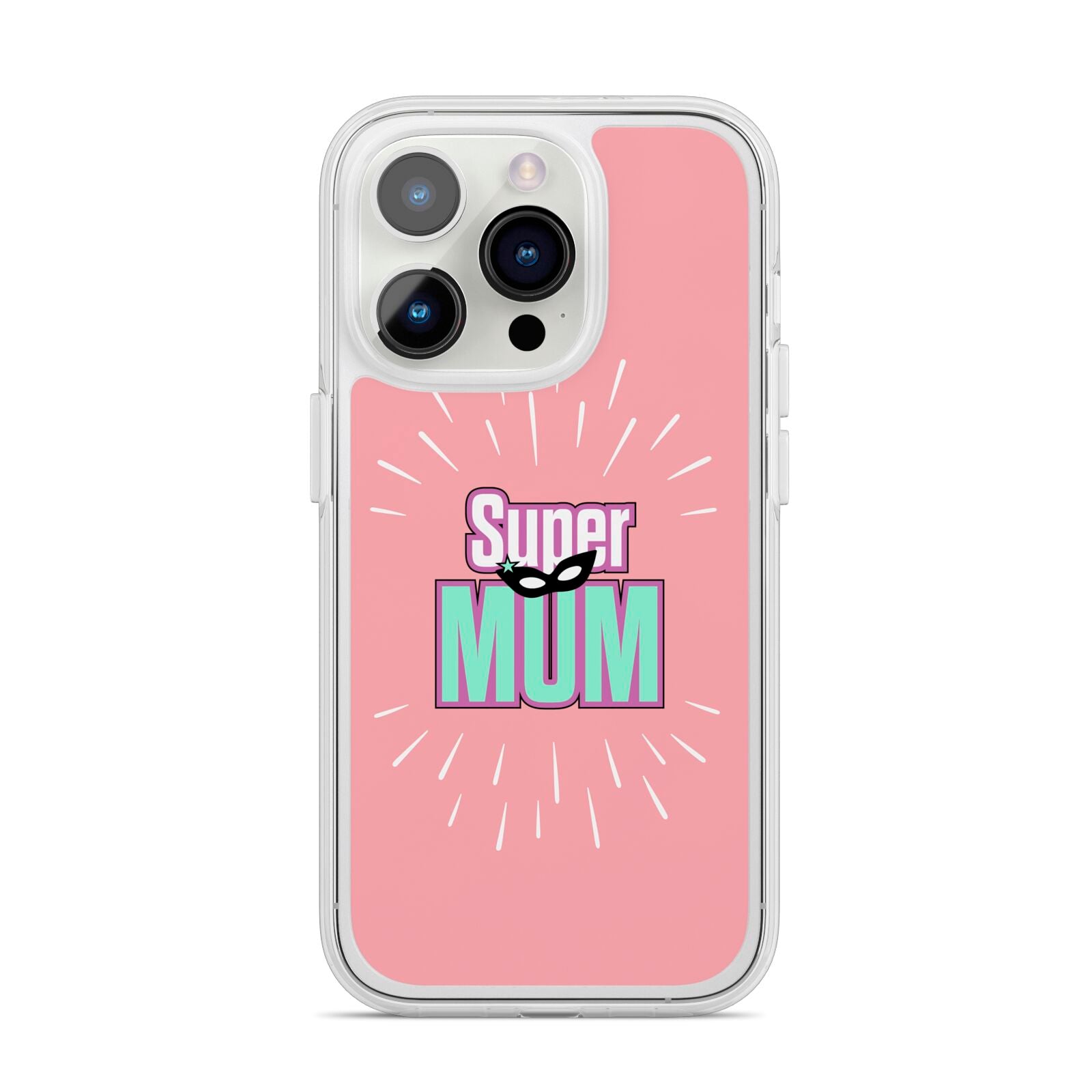 Super Mum Mothers Day iPhone 14 Pro Clear Tough Case Silver
